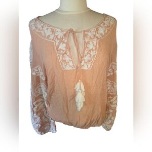 Z & L Made With Love NWT Peach Embroidered Women's Top,  Boho